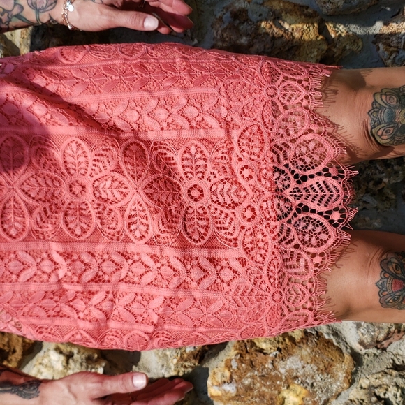 For love and Lemons Lyla lace coral cocktail dress - Picture 8 of 12